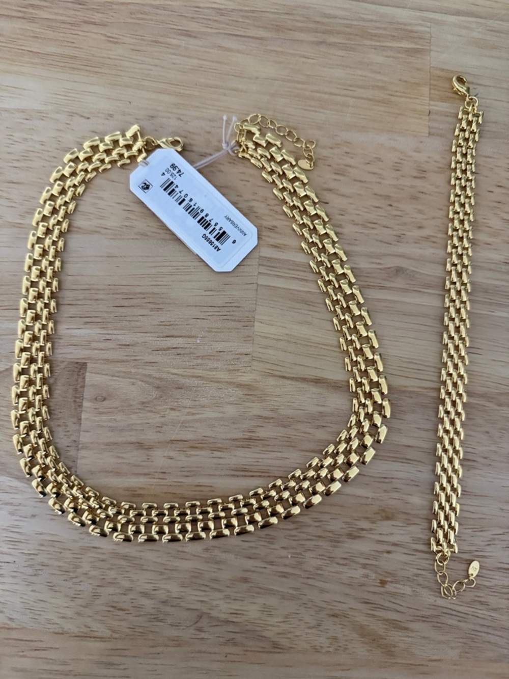Gold-Tone Layered Chain Necklace and Bracelet Set